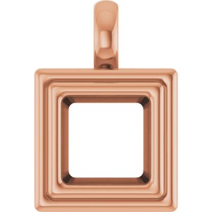 10K Rose Gold 7x7 mm Square Charm/Pendant Mounting – image 2
