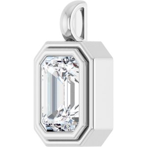 Sterling Silver 10x7 mm Emerald Charm/Pendant Mounting – image 3