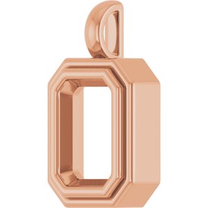 10K Rose Gold 10x7 mm Emerald Charm/Pendant Mounting – image 4
