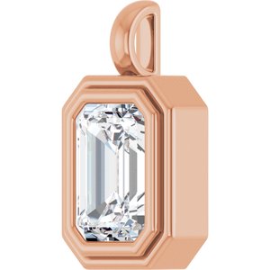 14K Rose Gold 10x7 mm Emerald Charm/Pendant Mounting – image 3