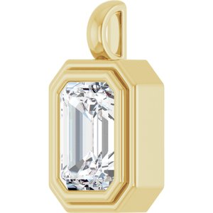 10K Yellow Gold 10x7 mm Emerald Charm/Pendant Mounting – image 3