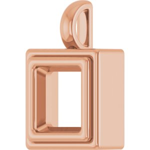10K Rose Gold 7.5x7.5 mm Square Charm/Pendant Mounting – image 4
