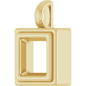 18K Yellow Gold 7.5x7.5 mm Square Charm/Pendant Mounting – image 4