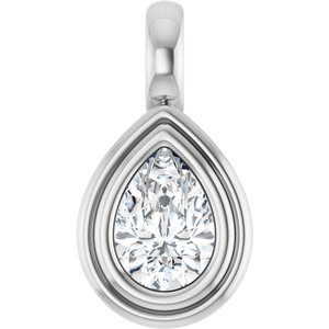 18K X1 White Gold 6.5x4.5 mm Pear Charm/Pendant Mounting