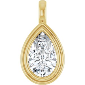 18K Yellow Gold 12x7.5 mm Pear Charm/Pendant Mounting