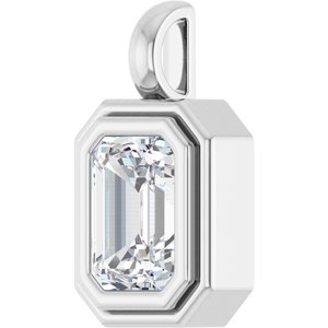 14K White Gold 8x6 mm Emerald Charm/Pendant Mounting – image 3