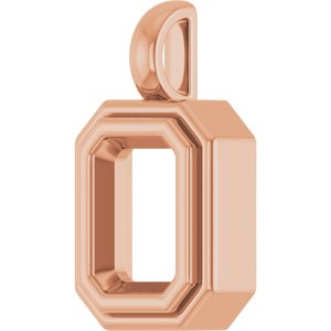 10K Rose Gold 8x6 mm Emerald Charm/Pendant Mounting – image 4