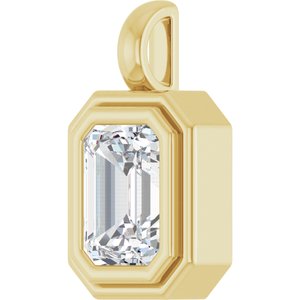 18K Yellow Gold 8x6 mm Emerald Charm/Pendant Mounting – image 3