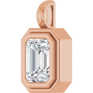 14K Rose Gold 8x6 mm Emerald Charm/Pendant Mounting – image 3
