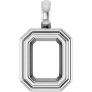 14K White Gold 8x6 mm Emerald Charm/Pendant Mounting – image 2
