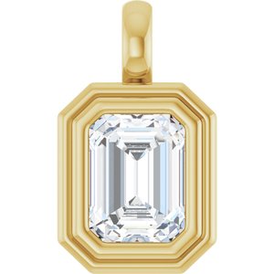 14K Yellow Gold 8x6 mm Emerald Charm/Pendant Mounting