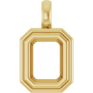 14K Yellow Gold 8x6 mm Emerald Charm/Pendant Mounting – image 2