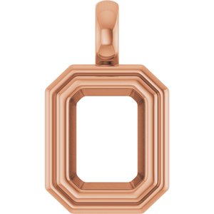 14K Rose Gold 8x6 mm Emerald Charm/Pendant Mounting – image 2