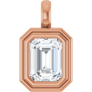14K Rose Gold 8x6 mm Emerald Charm/Pendant Mounting