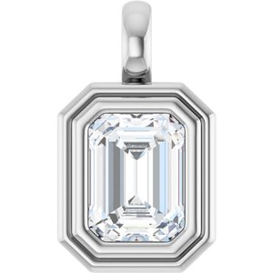 18K Palladium White Gold 8x6 mm Emerald Charm/Pendant Mounting