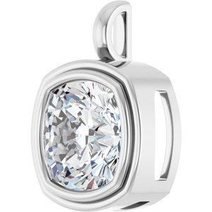 18K Palladium White Gold 14x14 mm Cushion Charm/Pendant Mounting – image 3