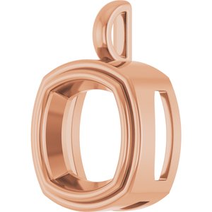 10K Rose Gold 14x14 mm Cushion Charm/Pendant Mounting – image 4