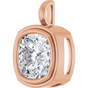 18K Rose Gold 14x14 mm Cushion Charm/Pendant Mounting – image 3