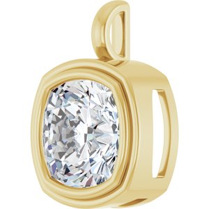 14K Yellow Gold 14x14 mm Cushion Charm/Pendant Mounting – image 3
