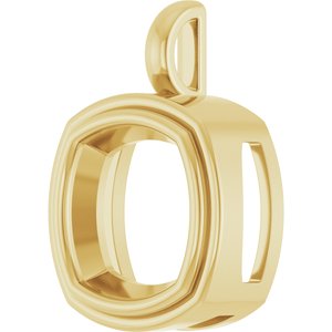 14K Yellow Gold 14x14 mm Cushion Charm/Pendant Mounting – image 4