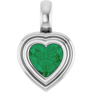 Sterling Silver Lab-Grown Emerald Charm/Pendant