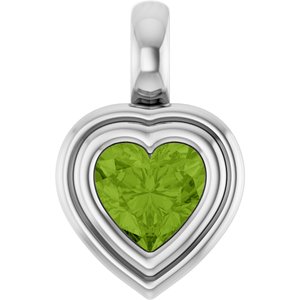 Platinum Natural Peridot Charm/Pendant