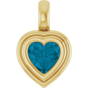 14K Yellow Gold Natural London Blue Topaz Charm/Pendant