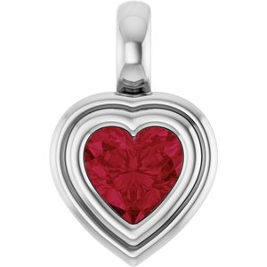 Sterling Silver Lab-Grown Ruby Charm/Pendant
