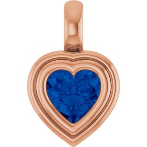 14K Rose Gold Lab-Grown Blue Sapphire Charm/Pendant