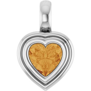 Sterling Silver Natural Citrine Charm/Pendant