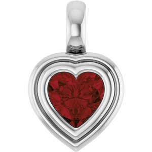 Platinum Natural Mozambique Garnet Charm/Pendant