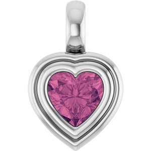 Sterling Silver Natural Pink Tourmaline Charm/Pendant