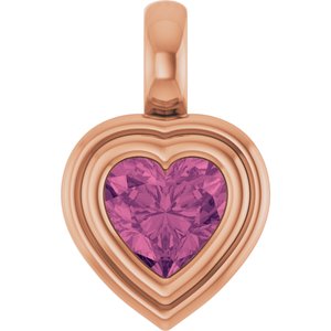 14K Rose Gold Natural Pink Tourmaline Charm/Pendant