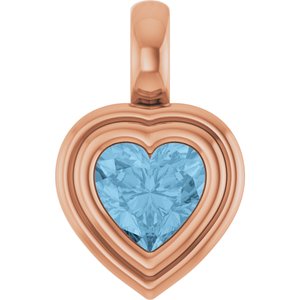 14K Rose Gold Natural Sky Blue Topaz Charm/Pendant