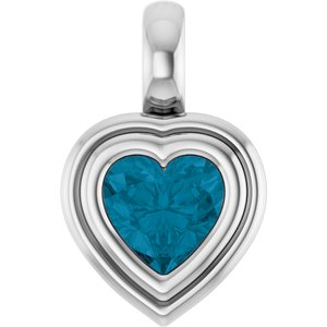 14K White Gold Natural London Blue Topaz Charm/Pendant