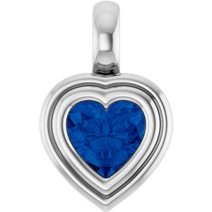 Platinum Natural Blue Sapphire Charm/Pendant