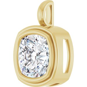 18K Yellow Gold 12x12 mm Cushion Charm/Pendant Mounting – image 3
