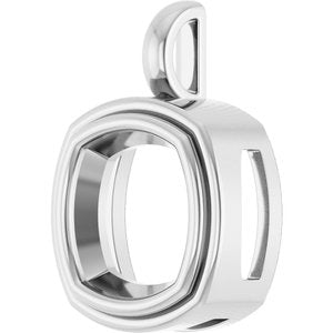 10K White Gold 12x12 mm Cushion Charm/Pendant Mounting – image 4