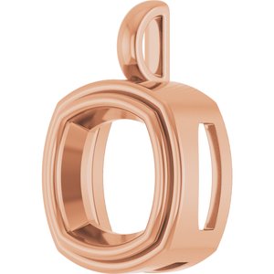 14K Rose Gold 12x12 mm Cushion Charm/Pendant Mounting – image 4