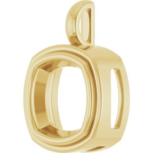 10K Yellow Gold 12x12 mm Cushion Charm/Pendant Mounting – image 4