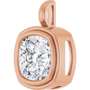 10K Rose Gold 12x12 mm Cushion Charm/Pendant Mounting – image 3
