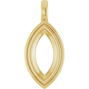 18K Yellow Gold 14x7 mm Marquise Charm/Pendant Mounting – image 2