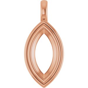 10K Rose Gold 14x7 mm Marquise Charm/Pendant Mounting – image 2