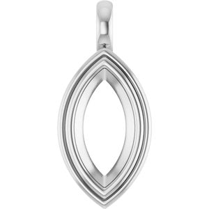 10K X1 White Gold 14x7 mm Marquise Charm/Pendant Mounting – image 2
