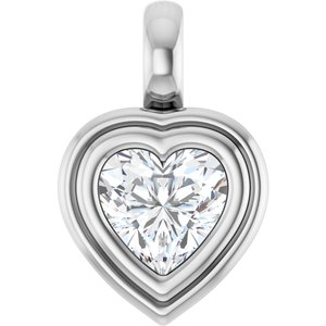 18K X1 White Gold 6x6 mm Heart Charm/Pendant Mounting