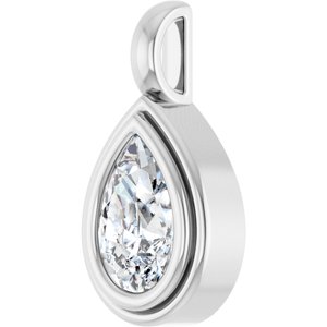 18K Palladium White Gold 9x6 mm Pear Charm/Pendant Mounting – image 3