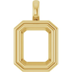 14K Yellow Gold 11x9 mm Emerald Charm/Pendant Mounting – image 2