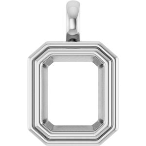 18K White Gold 11x9 mm Emerald Charm/Pendant Mounting – image 2