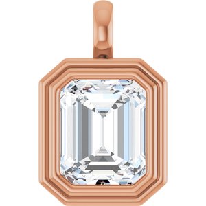 14K Rose Gold 11x9 mm Emerald Charm/Pendant Mounting
