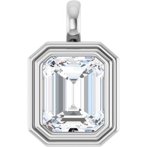 18K X1 White Gold 11x9 mm Emerald Charm/Pendant Mounting